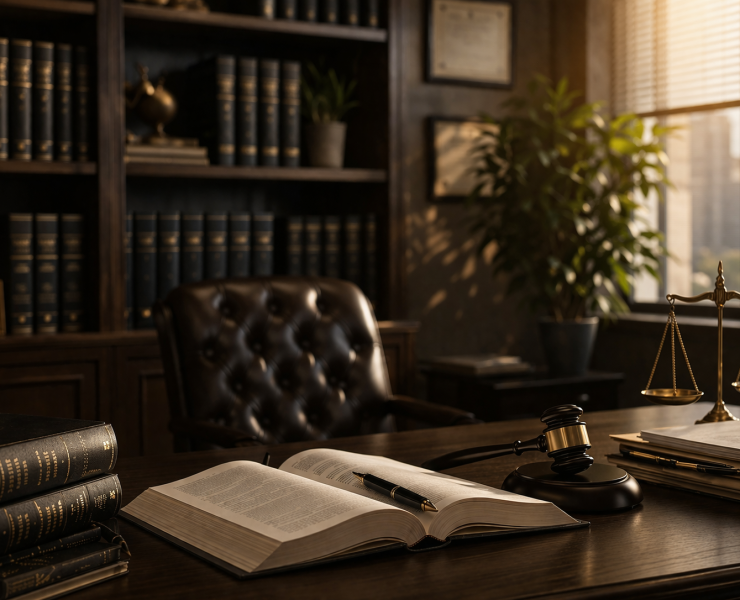 Elegant law office with warm lighting